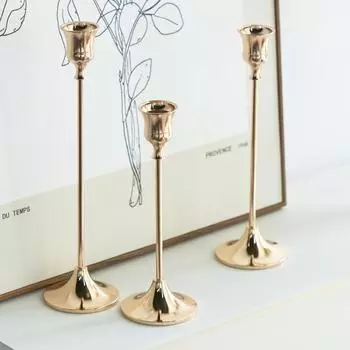 Комплект из 3 подсвечников, латунные золотые подсвечники, декоративные подсвечники для свадебной вечеринки, обеда 3pcs