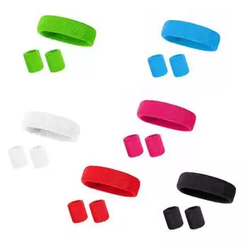 Комплект из 3 повязок на голову, для занятий спортом на открытом воздухе, влагоотводящие, 2 повязки на запястье и 1 повязка на голову, дышащие красный