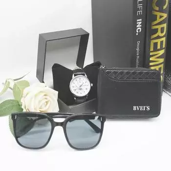 Комплект из 3 предметов, часы, солнцезащитные очки для мужчин, кошелек, часы, мужские кошельки, роскошная брендовая дизайнерская сумка для мужчин, в комплект входит коробка для работы other