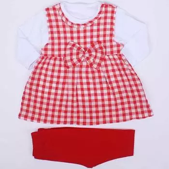 Комплект из 3 предметов из красного клетчатого хлопка для маленьких девочек