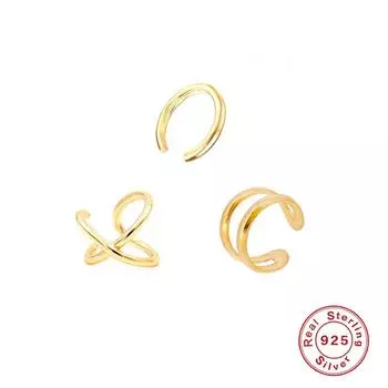 Комплект из 3 предметов из стерлингового серебра 925 пробы, клипсы для ушей, двухслойные, без проколов ушей, модные линии, пряжки для ушей для пар, украшения для ушей, простые мужские и женские 925 silver