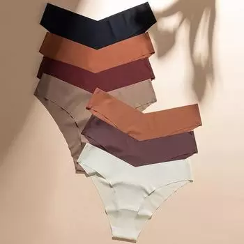 Комплект из 3 предметов, летние женские бесшовные трусики из ледяного шелка, женские трусики с низкой талией и треугольными чашечками больших размеров, дышащие, быстросохнущие, для занятий йогой и спортом S чёрный