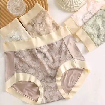 Комплект из 3 предметов нижнего белья больших размеров для женщин с трусиками с высокой талией, удобные трусы M зелёный