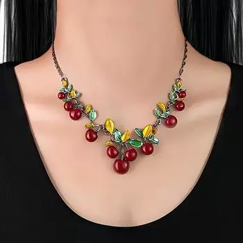 Комплект из 3 предметов: ожерелье-чокер и серьги в пасторальном стиле в стиле лесной пасторали с милым и сладким темпераментом, подойдет для повседневной носки женщин во время отпуска. красный