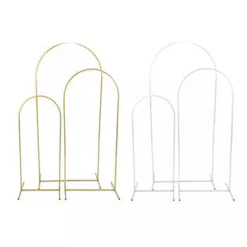 Комплект из 3 предметов, подставка для свадебной арки, 4 фута, 5 футов, 6 футов, металлическая подставка для арочного фона с воздушными шарами для улицы Gold