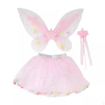 Комплект из 3 предметов: юбка-пачка «Крылья феи» и палка для девочек, праздничный костюм принцессы синий