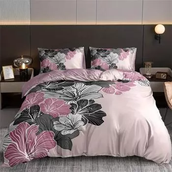 Комплект из 3 роскошных мягких пододеяльников с цветочным цифровым принтом - удобные, гипоаллергенные и дышащие для спальни и гостей EU Single 135x200cm