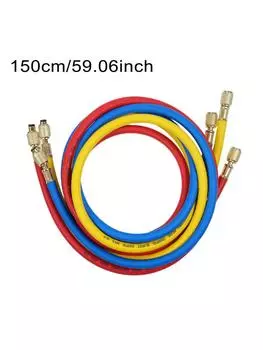 Комплект из 3 шлангов для заправки хладагента, фитинги с низкими потерями для манометра коллектора кондиционера хладагента R12 R22 R502 разноцветный