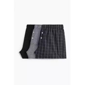 Комплект из 3 шнурков HM Cotton Drawstring, темно-серый, в клетку S