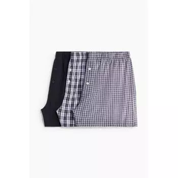 Комплект из 3 шнурков HM Cotton Drawstring темно-синего цвета в клетку S