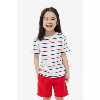 Комплект из 3 шорт H&M из хлопкового трикотажа: ярко-красный/темно-синий/белый