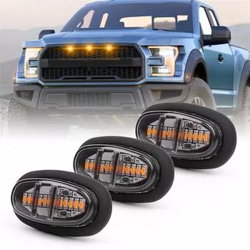 Комплект из 3 светодиодных ламп для передней решетки, янтарный свет для Ford F150 Raptor 2017-2019 красный