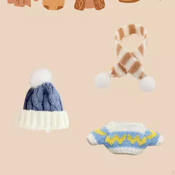 Комплект из 3 свитеров и шапок-шарфов для кукол ростом 17 см, великолепные праздники Blue