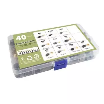 Комплект из 40 угольных щеток для электродвигателей, сменный комплект для электроинструментов 10 размеров, подходит для ремонта дрелей