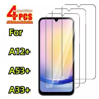 Комплект из 4-х полностью закрытых закаленных стекол, подходящих для Samsung Galaxy A53 A54 A55 A35 A15 A05S A03S A14 A34 A24 A13 A33 A73 защитная пленка для экрана For Samsung A12 чистый