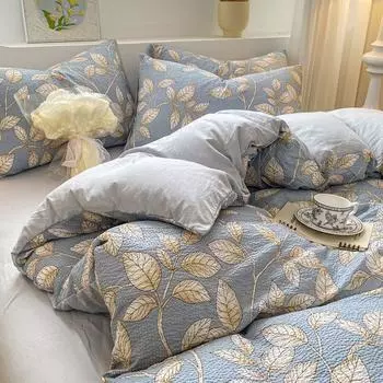 Комплект из 4-х предметов из хлопка в полоску с рисунком маленького черного кота в скандинавском стиле, простыня с рисунком из мультфильма, комплект из 3-х предметов для общежития 1.2m bed