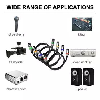Комплект из 4 кабелей XLR длиной 300 см, кабель Canon «папа-мама», аудиовыход, вход, микрофон KTV, XLR 120cm разноцветный