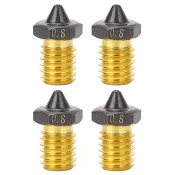 Комплект из 4 насадок для 3D-принтера с покрытием PTFE, высокоскоростной печатный экструдер, латунная насадка для 0.8mm