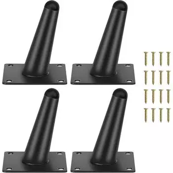 Комплект из 4 ножек для мебели, 20 см конические наклонные / вертикальные ножки для мебели, сменные ножки для шкафа, ножки для дивана 10cm чёрный