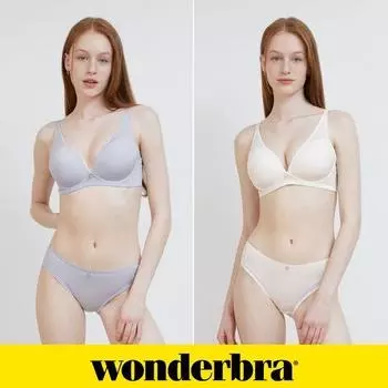 Комплект из 4 предметов: бюстгальтер и трусики без косточек с V-образным вырезом, цвет синий фиолетовый + овсянка WBW4N2930_T 70B(90)