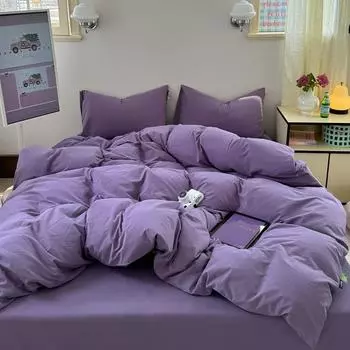 Комплект из 4 предметов из ультрамягкого двухцветного стираного хлопка класса А для матери и младенца, простыня, пододеяльник, комплект из 3 предметов для студенческого общежития, фабрика постельных принадлежностей Dormitory bed 3pc150 * 200