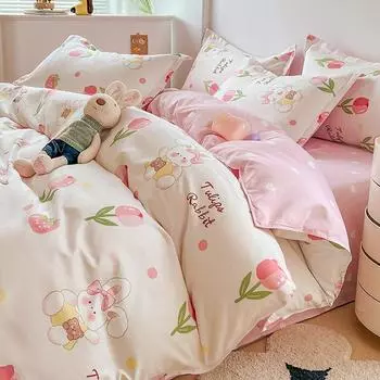 Комплект из 4 предметов класса А, утолщенный и шлифованный, материнского и младенческого класса, теплый осенью и зимой, простыня, пододеяльник, 3 предмета для общежития 1.5*2msingle quilt