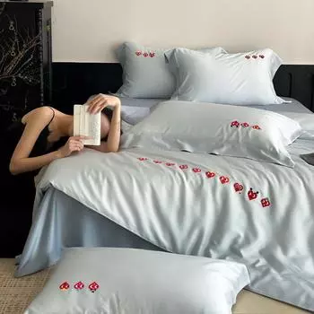 Комплект из 4 предметов Lenzing Tencel класса А Шелковисто-гладкий хлопковый комплект Tencel из 4 предметов Высококачественное летнее постельное белье материнского и младенческого класса А 1.5m bed sheet 4pc quilt 2*2.3m