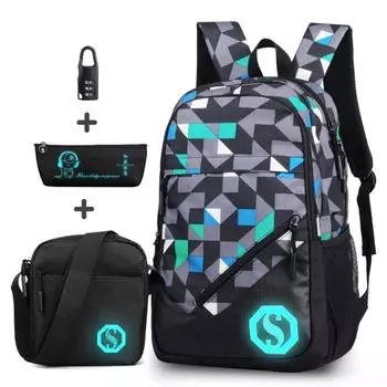 Комплект из 4 предметов, школьный рюкзак с защитой от воров, водонепроницаемая ткань Оксфорд, школьные сумки для мальчиков и девочек, детский рюкзак для школьников и детей
