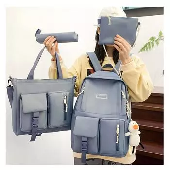 Комплект из 4 предметов, женский рюкзак, сумка на плечо для студенческой книги, женская школьная сумка