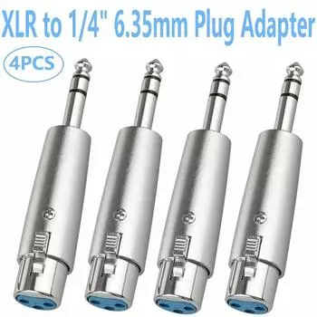 Комплект из 4 шт. 3-контактный XLR-гнездо на 6,35 мм стерео-штекер TRS аудиокабель микрофонный адаптер