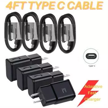 Комплект из 4 сверхбыстрых зарядных устройств FASTFISH, настенное зарядное устройство USB-C мощностью 10–20 Вт с кабелем длиной 4 фута, совместимо с Samsung Galaxy S22, Xiaomi 4PCS