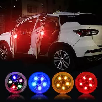 Комплект из 4 светодиодных фонарей безопасности для дверей автомобиля с функцией предупреждения о столкновении — водонепроницаемые, 4 варианта цвета, питание от батареек 2-Pack синий