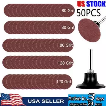 Комплект из 50 шлифовальных дисков 2 дюйма, зернистость 80/120, шлифовальная наждачная бумага с задней подошвой, наждачная бумага для шлифования автомобилей, для шлифовального станка с электроинструментом 80 Grit