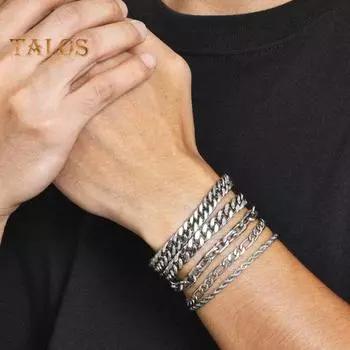 Комплект из 5 браслетов, толстая полая цепочка, унисекс, хип-хоп, ювелирные изделия на запястье, гальванизированный титановый стальной браслет для клубной вечеринки с карабином 5pcs