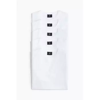 HM КОМПЛЕКТ ИЗ 5 ОБЛЕГАЮЩИХ ФУТБОЛОК БЕЛОГО ЦВЕТА S