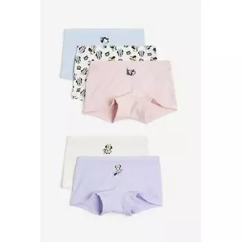 Комплект из 5 хлопковых трусов-боксеров HM, белый цвет с Минни Маус