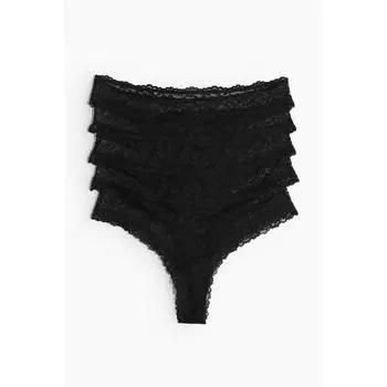 Комплект из 5 кружевных бразильских трусиков HM, черный