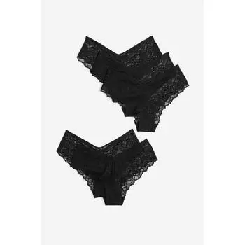 Комплект из 5 кружевных хипстерских трусиков HM, черный