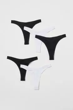 Комплект из 5 трусов-стрингов в рубчик