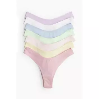 Комплект из 7 хлопковых бразильских трусиков HM Светло-желтый Светло-фиолетовый
