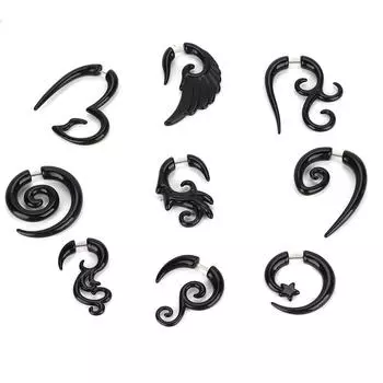 Комплект из 9 акриловых сережек в стиле панк, пирсинг, украшения для ушей