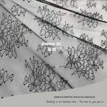 Комплект из эластичного цветочного черного кружевного платка и перчаток для нижнего белья чёрный