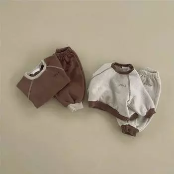 Комплект из брюк и свитера с контрастным бархатным принтом «большая попа» для мальчиков и девочек на осень/зиму 80 CM