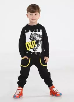 Комплект из черных мешковатых брюк и футболки Out Dino