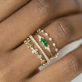 Комплект из четырех колец Explosive, можно дополнить кольцами с геометрическим дизайном, легкие, роскошные, элегантные и милые украшения No.6