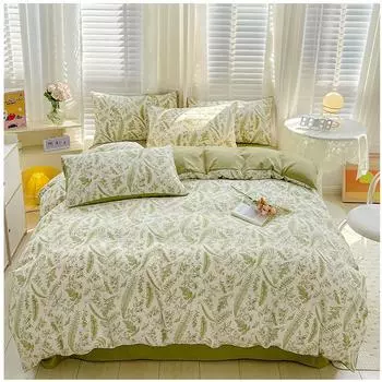 Комплект из четырех предметов для матери и ребенка категории А, двухслойная марля, французский комплект из трех предметов, вымытый и утолщенный комплект простыней из трех предметов 1.2m bed sheet 3pcs