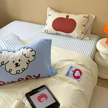 Комплект из четырех предметов Dopamine, наклейка из стираного хлопка, детское забавное одеяло, простыня в девчачьем стиле, чистый хлопок 1.2m bed