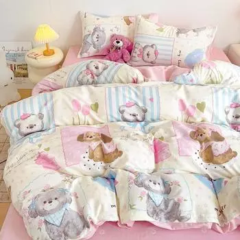 Комплект из четырех предметов из чистого хлопка, постельное белье из хлопка, пододеяльник, простыня, комплект из трех предметов для спальни 1.2m bed
