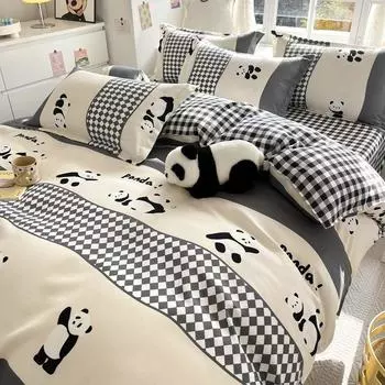 Комплект из четырех предметов из чистого хлопка, приятный на ощупь, полностью отполированные простыни, пододеяльники, комплект из четырех предметов для спальни 1.2m bed