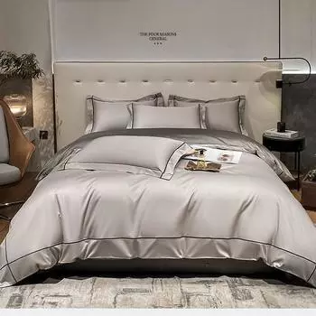 Комплект из четырех предметов из длинноволокнистого хлопка, 200 шт., 100% хлопок, простыня, пододеяльник, наволочка, постельные принадлежности 1.2mBed Sheet